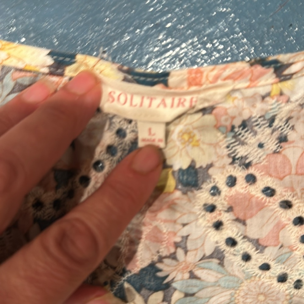 Solitaire Cottagecore Floral Eyelet Cotton Top - Picture 3 of 5